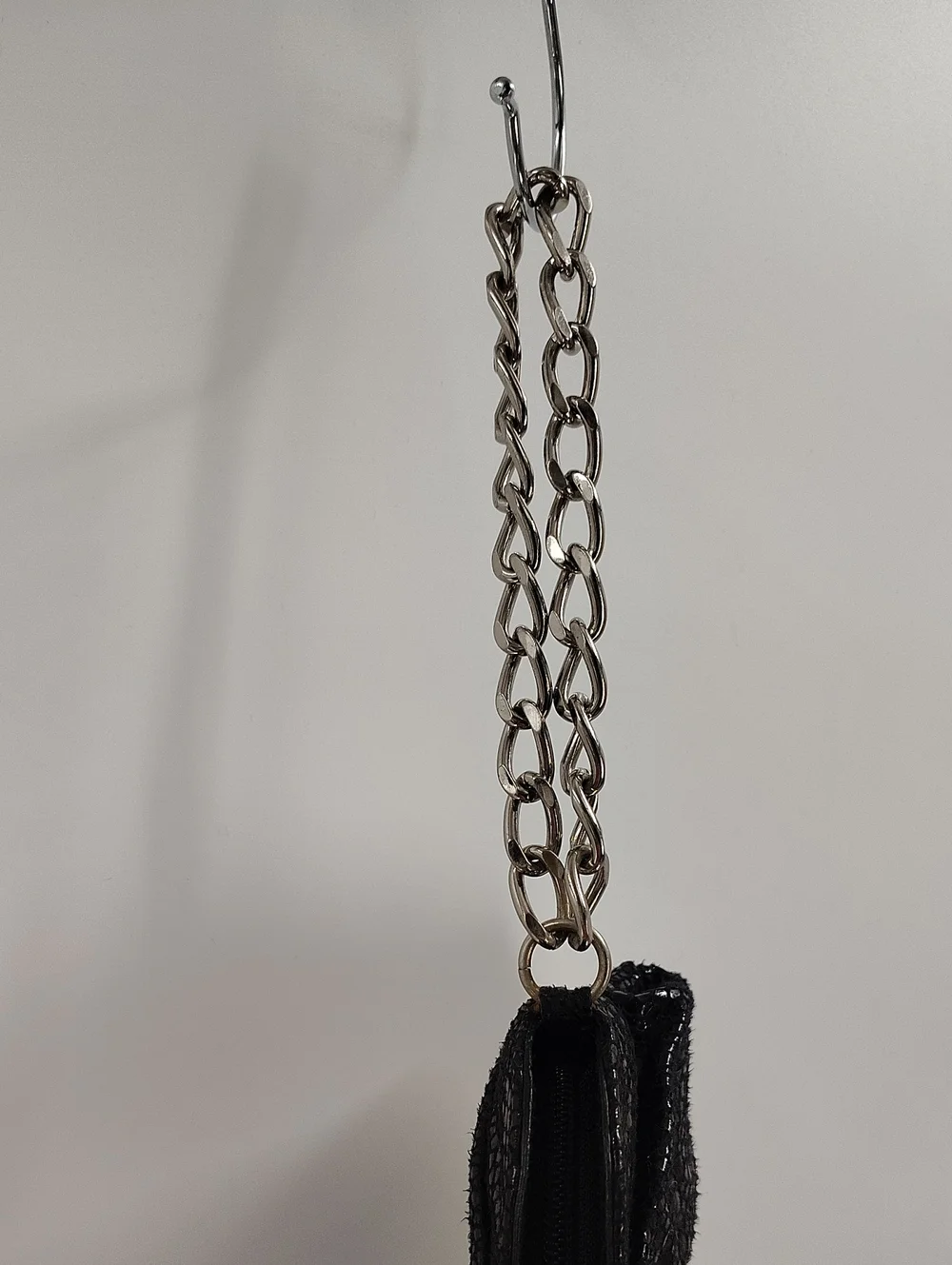 White House Black Market WHBM Small BlackTextured Clutch Chain Strap - Picture 3 of 6